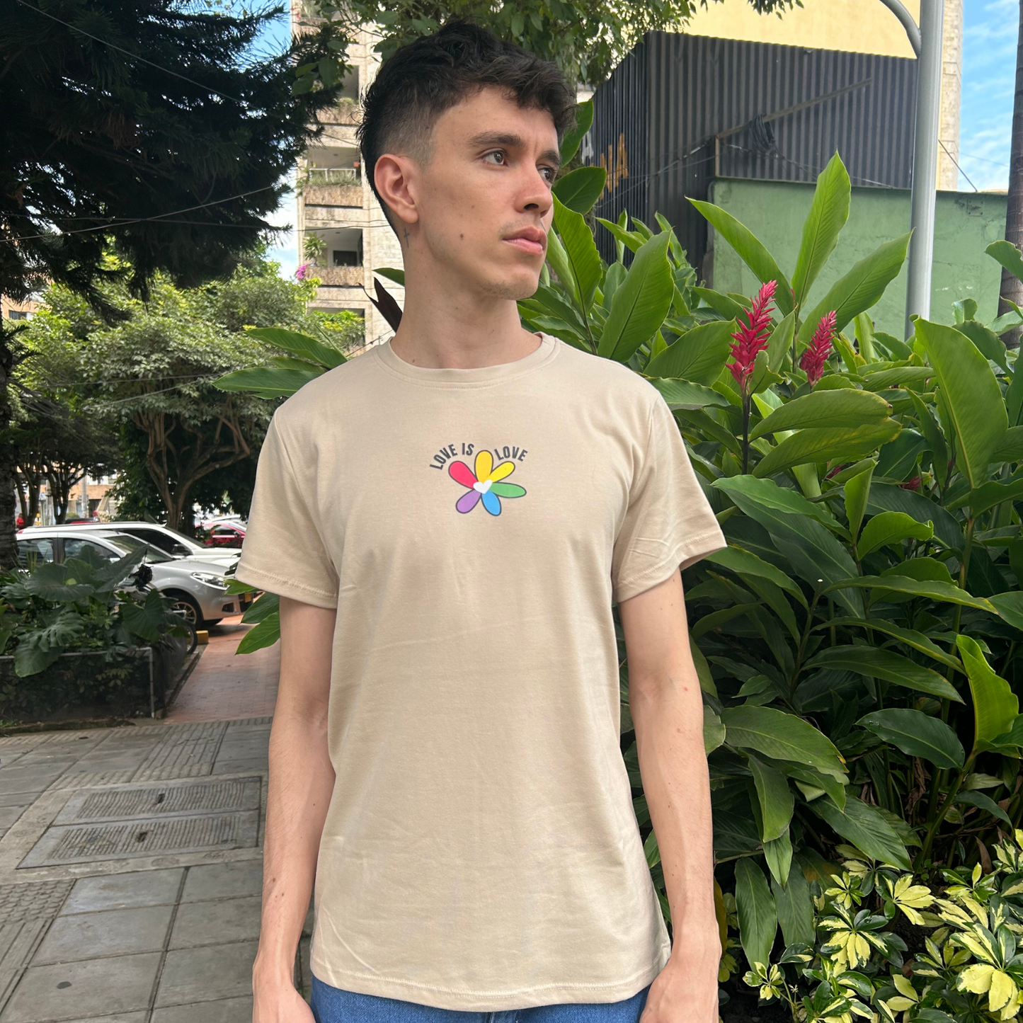 Camiseta Unisex Beige Love is Love