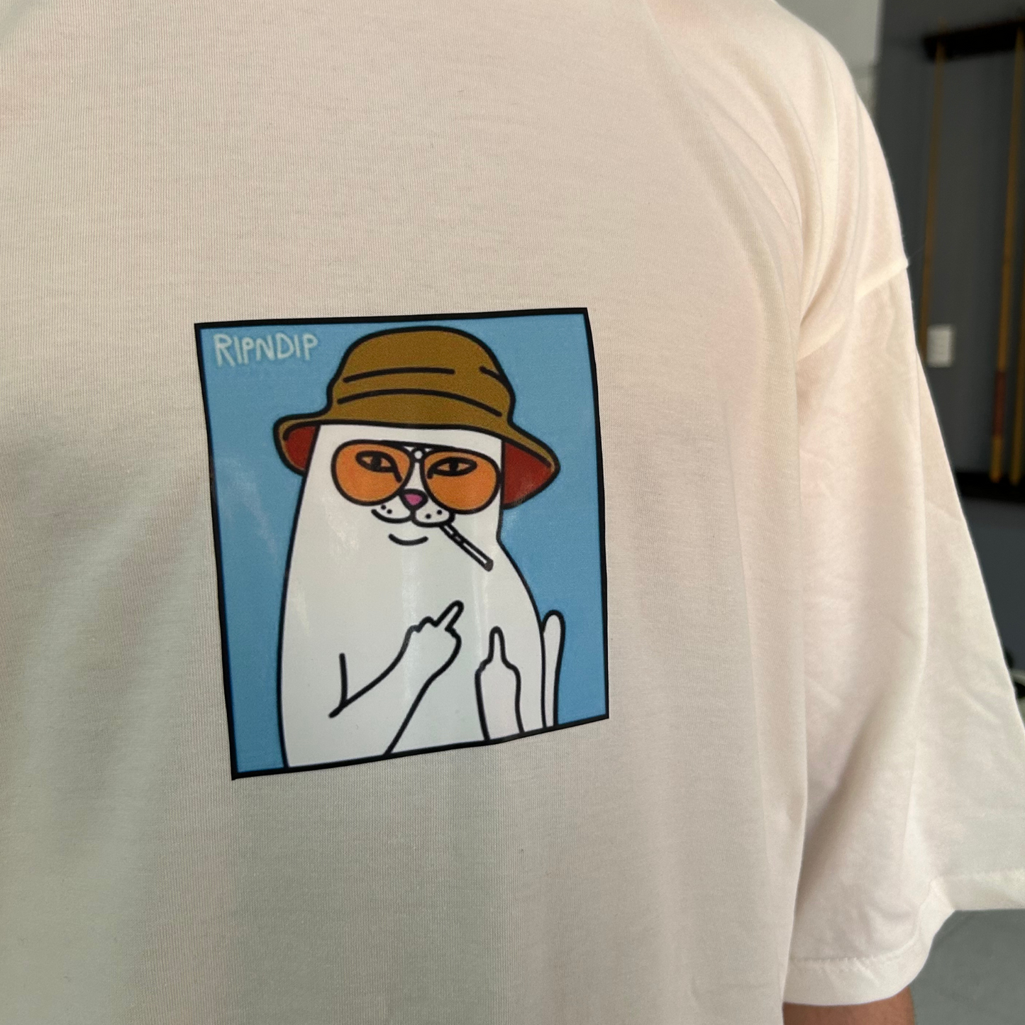 Camiseta Oversize Unisex Marfil Gato