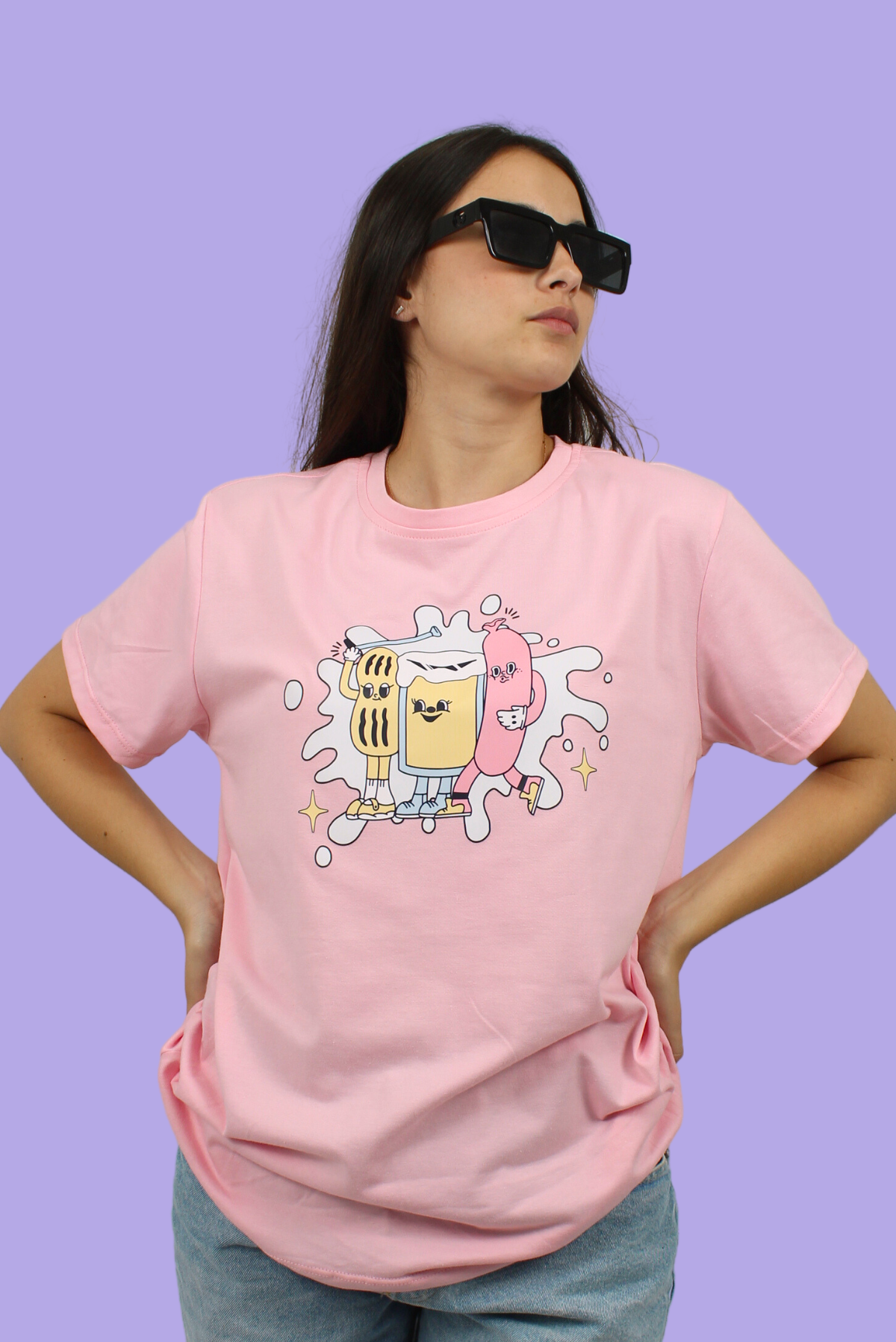 Camiseta unisex rosa salchicha