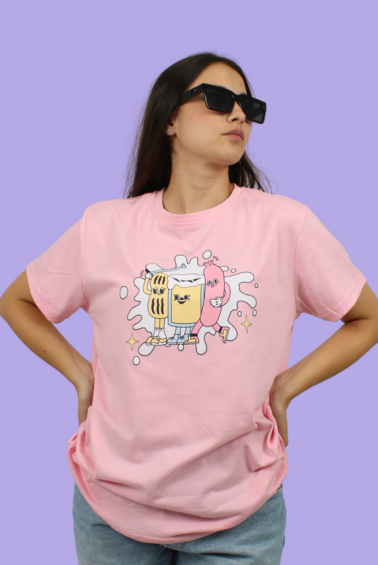Camiseta unisex rosa salchicha