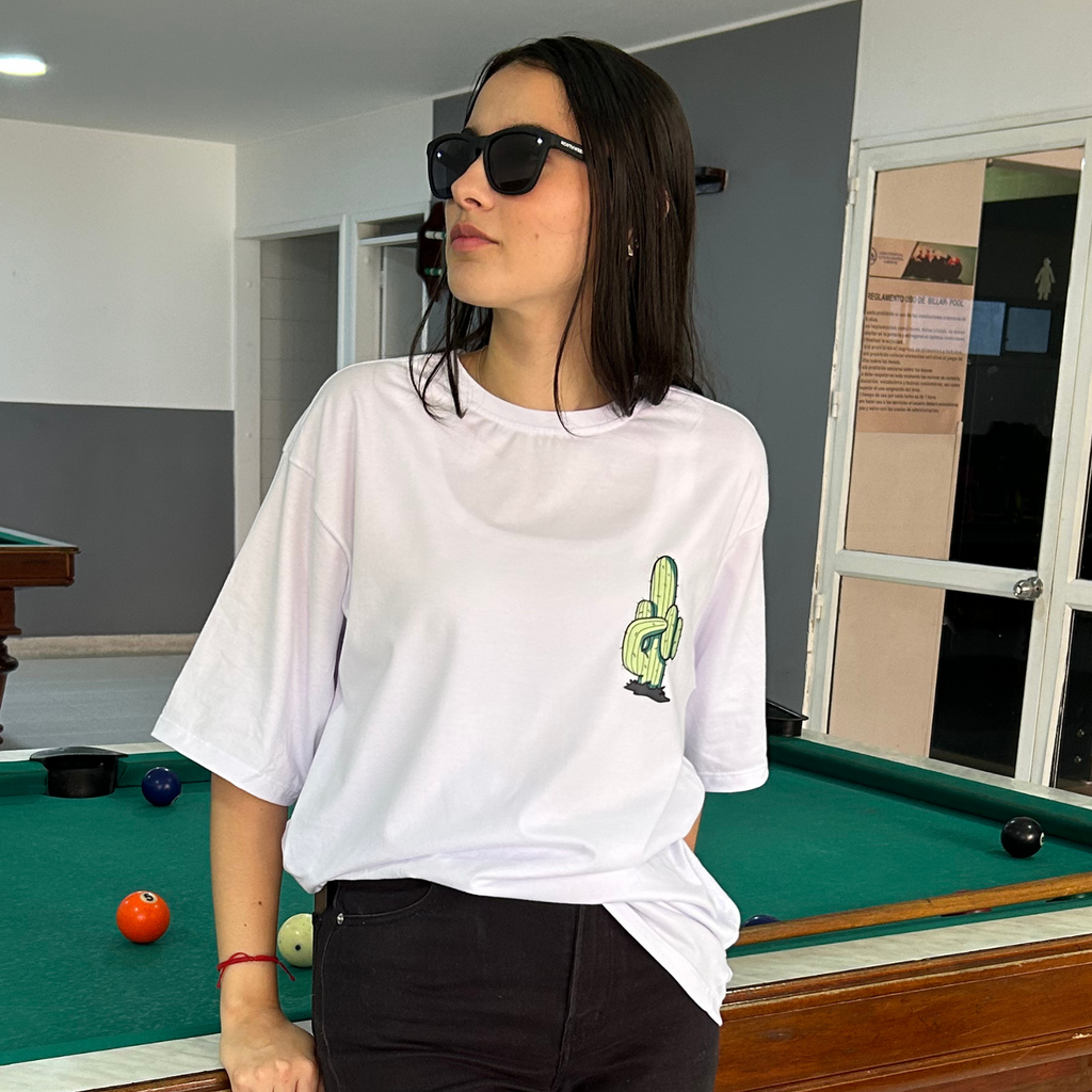 Camiseta Oversize Unisex Blanca Cactus