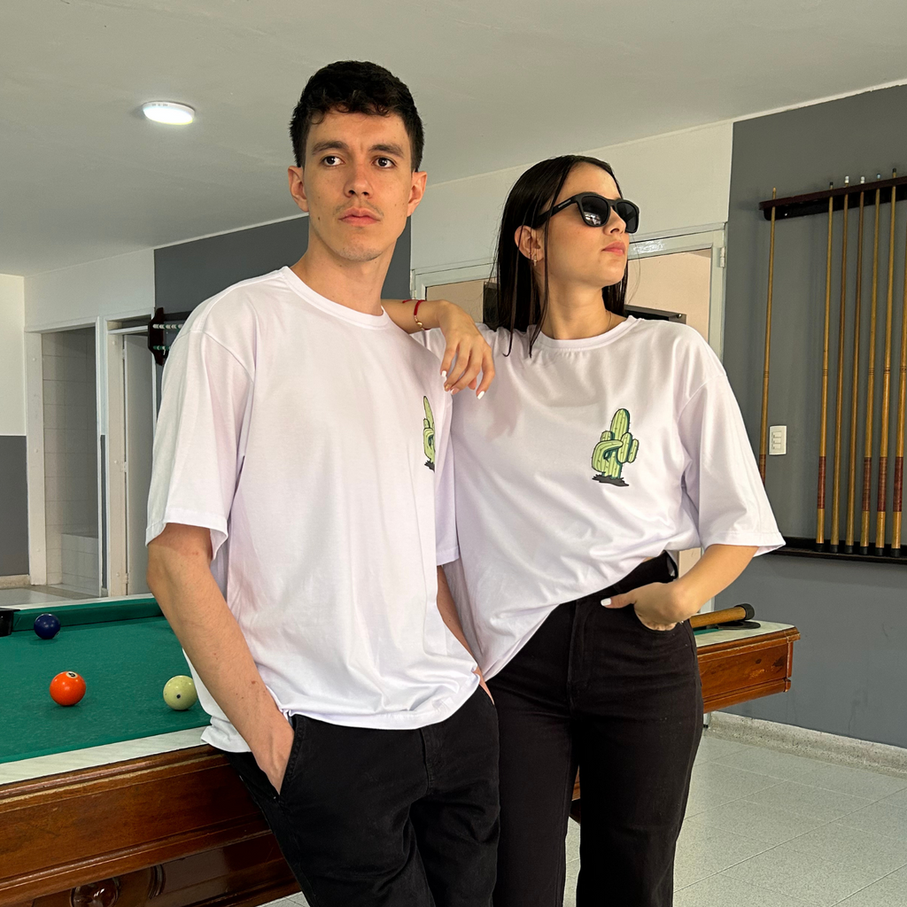 Camiseta Oversize Unisex Blanca Cactus