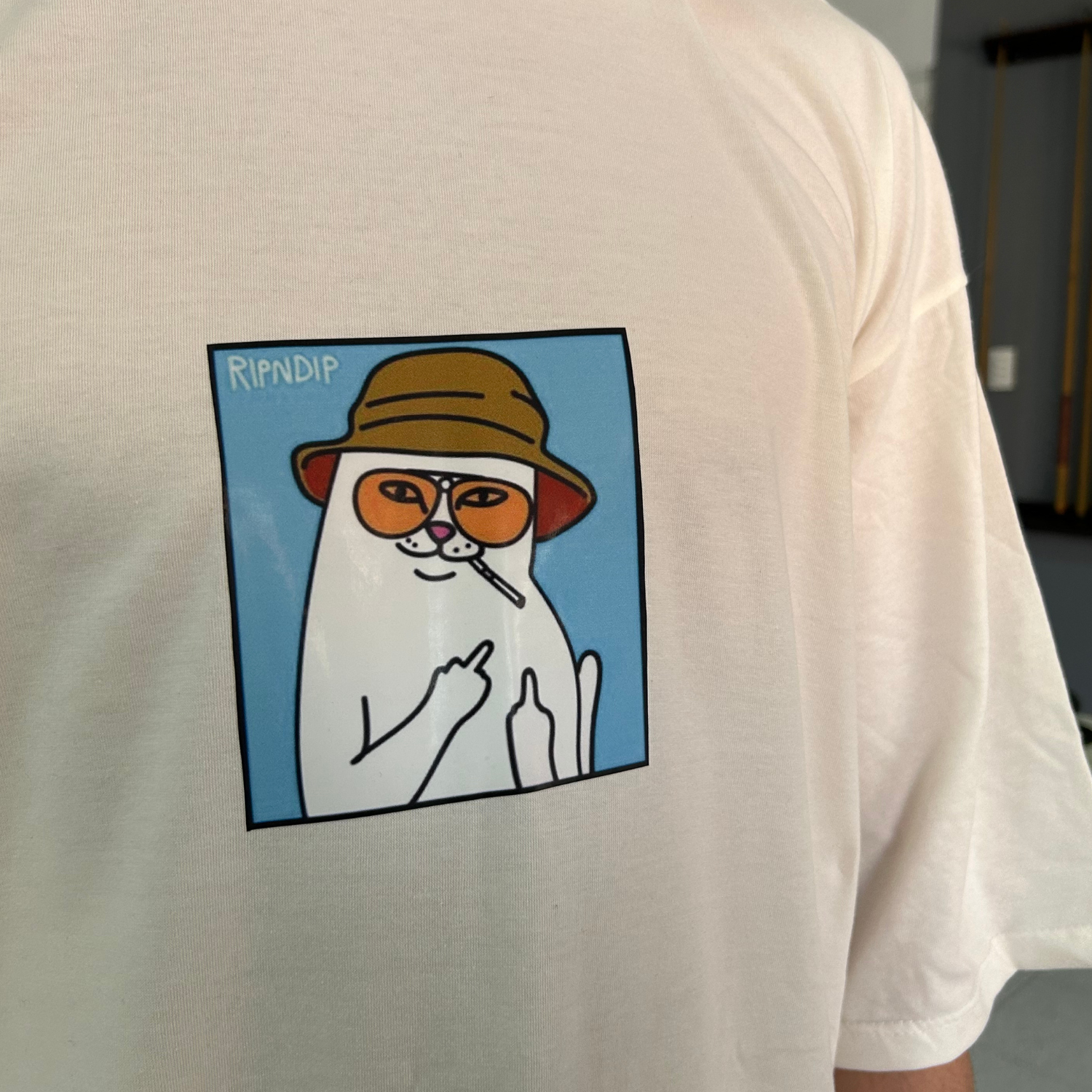 Camiseta Oversize Unisex Marfil Gato