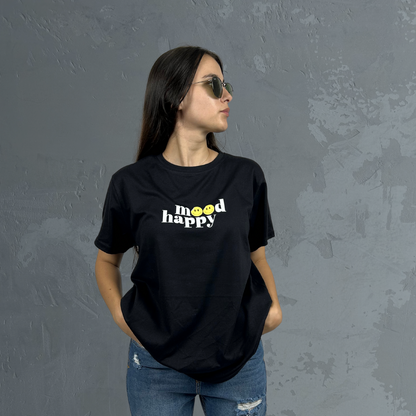 Camiseta unisex negra mood happy
